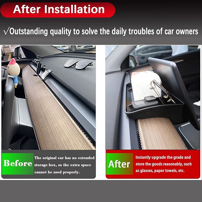 yhcdsea for 2017-2023 Tesla Model 3 and 2020-2024 Tesla Model Y Center Console Organizer Behind Screen Storage Box Dashboard Hidden Tray Interior Accessories(2017-2023 M3/2020-2024 My)
