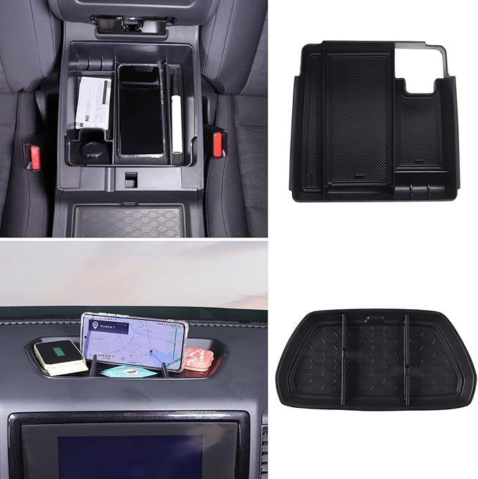 Aunginsy Center Console Organizer Tray Kit Compatible with Nissan Frontier 2022 2023 2024 Pickup Truck Armrest Storage Box & Dashboard Table Tray Storage Box Phone Holder Insert Non-Slip Accessories