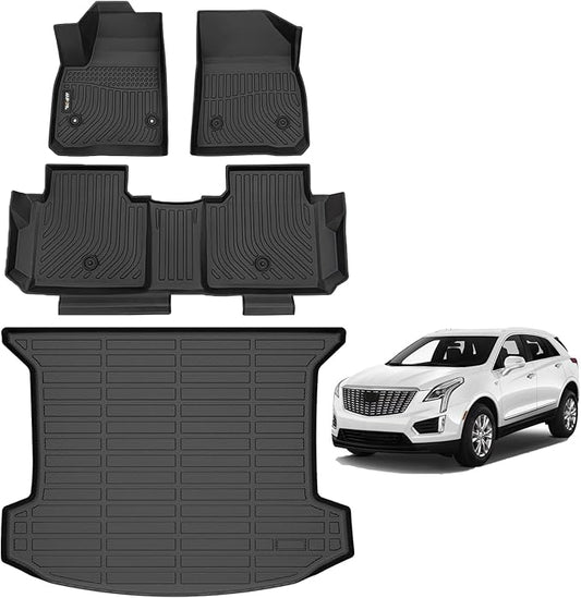 AIPOIL® Floor Mats & Cargo Liner Set for Cadillac XT5 2017-2024 2025 All Weather Protection Anti-Slip Automotive Floor Liners Full Set Automobile mats Accessories, Black