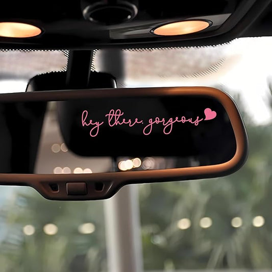 3X Hey There Car Mirror Decal, Rearview Mirror Decal, Car Mirror Accessories, Rearview Mirror Accessories, Laptop Decals, Cute Car Stickers Solmamz (Pink)