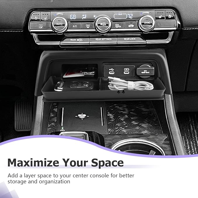 LUWU 2026 Honda Passport Accessories Compatible with 2023 2024 2025 2026 Pilot & 2026 Passport Center Console Organizer, Armrest Storage Box Tray Organizer Insert Tray 2025 Pilot Accessories Black