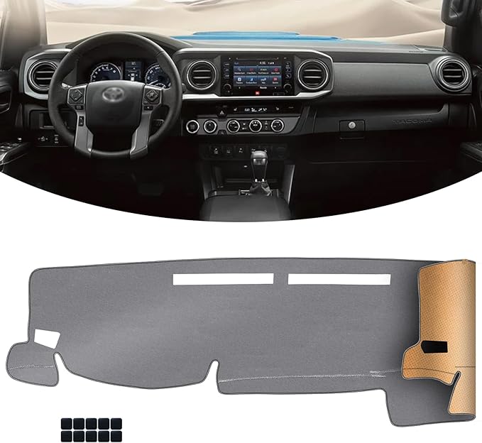 KEYOOG Dashboard Cover Dash Mat Fit for to-yota Tacoma 2023-2016 (Without HUD Models),Car Dash Board Mat Anti-Glare Carpet,Non-Slip Pad Sunshield Protector (Grey)