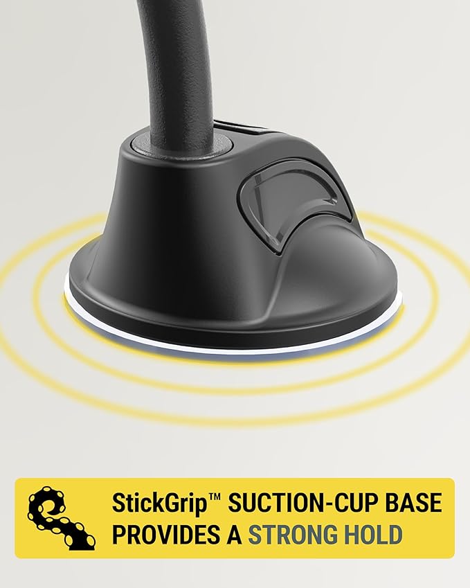 Scosche MXWDL Magnetic Cell Phone Car Mount, Suction Cup Phone Holder for Car Dashboard/Windshield with Extra Strong Magnet and Thick Metal Plate Compatible with iPhone, Samsung, and All Devices