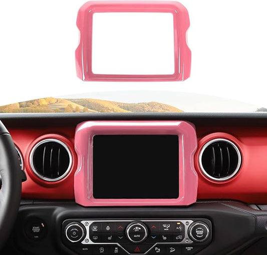 RT-TCZ for Jeep JL Center Console Radio Display Panel Trim Cover for Jeep Wrangler JL JLU Gladiator JT 2018-2023 Pink Interior Accessories 8.4 inch