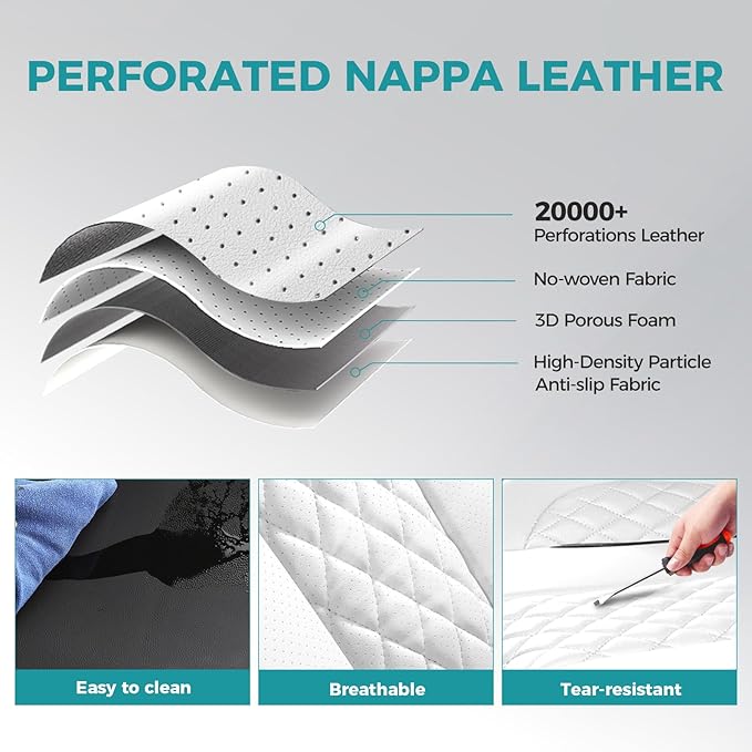 Leather Car Seat Covers - Breathable Faux Leather Seat Covers Full Set for Cars SUV Sedan - Waterproof - Blackwhite