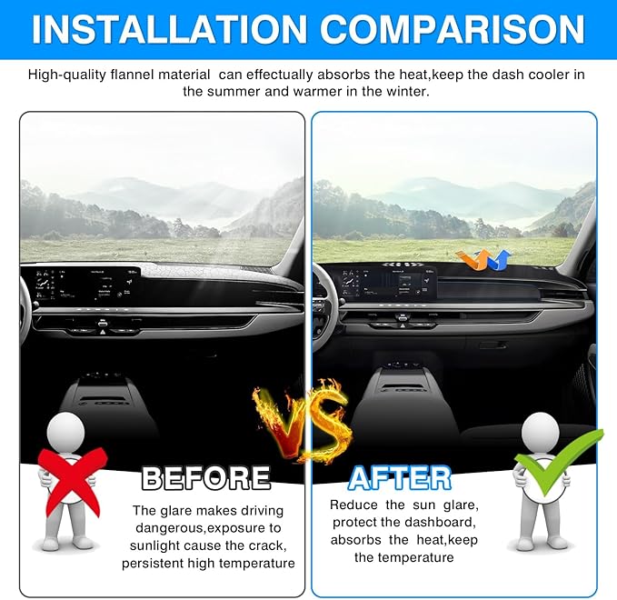 Autorder Dashboard Cover Mat Fit for 2024 2025 Kia EV9 Accessories Dash Cover Upgrade Velvet Dash Mat Sunshade Glare UV Rays Protector (with HUD)