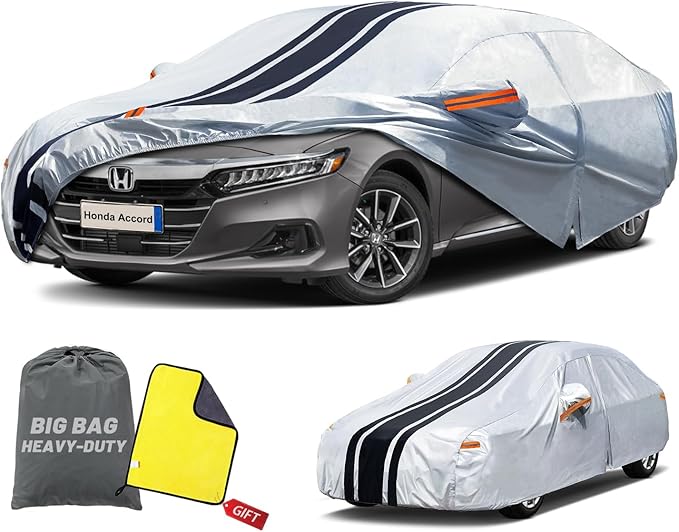 [2025 Upgrade] Car Cover Custom Fit for Toyota Camry Sedan (1996-2025), Honda Accord Sedan (2001-2025), Waterproof All Weather for Automobiles Full Exterior Cover Rain Sun Snow UV Protector.