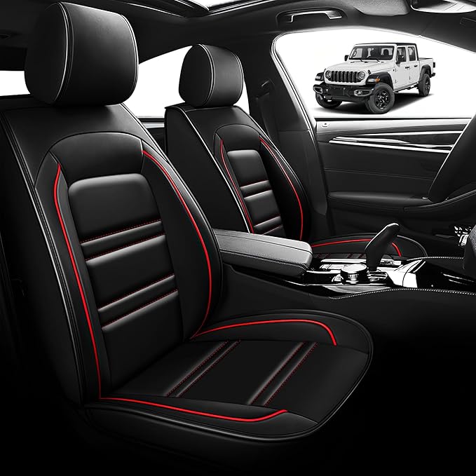 Seat Cover for JP Gladiator 2020-2025 | Car Seat Covers Front Seats, Waterproof Seat Protectors, Automotive Front Seat Covers (Front Seat, Black&Red Line)