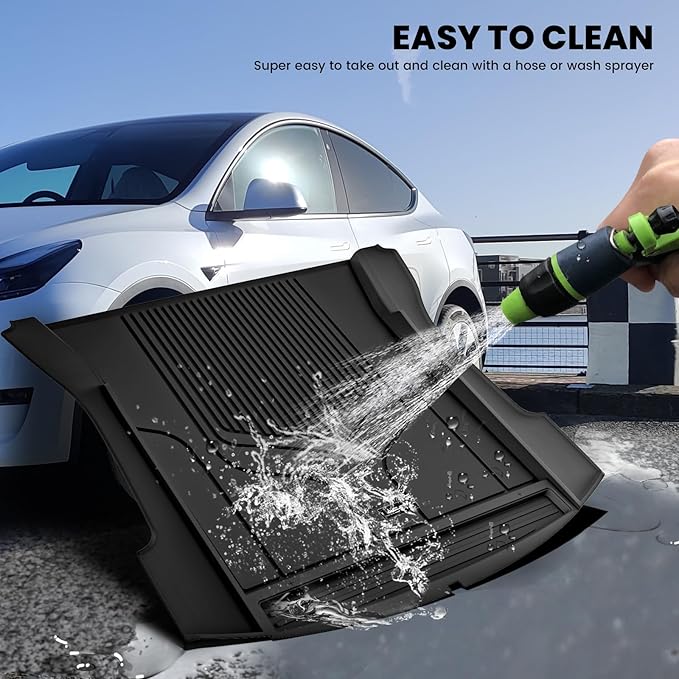 LASFIT Premium Extra Thick Trunk Mats for Tesla Model Y 2025 2024 2023 2022 2021 2020, TPE All Weather Custom Fit 5 Seater Car Mat Cargo Liner, Black