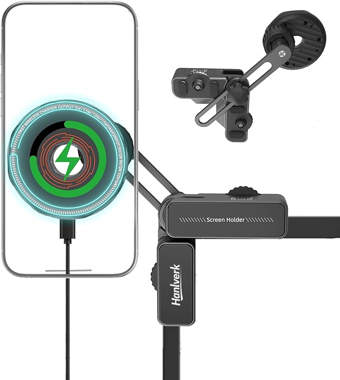 Wireless Charger Phone Mount,Screen Clip Phone Holder,Magnetic Car Charger Mount for Tesla Model 3/Y/S/X/Cybertruck,Cellphone Holder for MagSafe for iPhone 17 16 15 14 Series,and More(Charging Model)