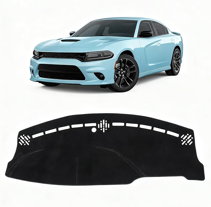 KUST Car Dash Cover for Dodge Charger 2011-2022 2023 Left Hand Driving Polyester Dashboard Cover Non-Slip Center Interior Accessories for Charger Custom Fit Dash Mat Sunshade No Glare Black