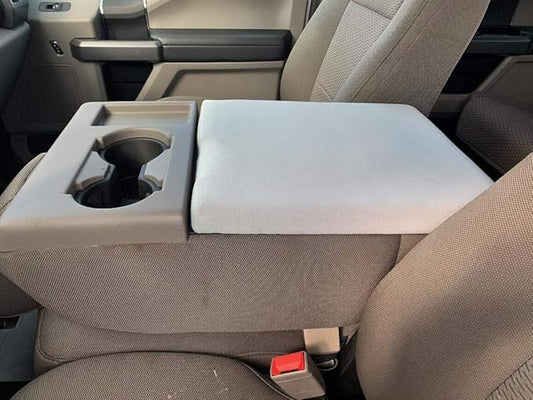 Auto Console Covers- Fits The Ford F-250 Super Duty 2017-2022 Center Console Armrest Lid Cover Waterproof Neoprene Fabric -Light Gray