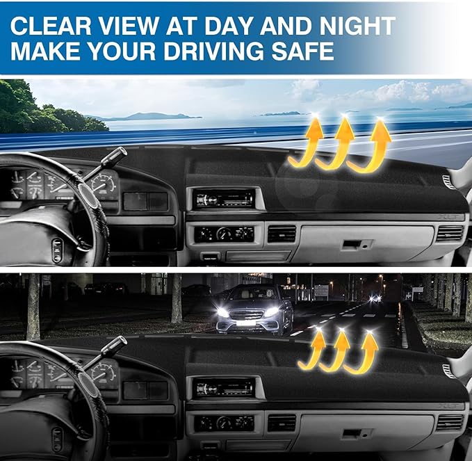 KUST Car Dash Cover for Ford F-150 F-250 F-350 1992-1996 Pickup Truck Polyester Dashboard Cover Non-Slip Interior Accessories for Ford F150 Custom Fit Dashboard Mat Sunshade No Glare Black