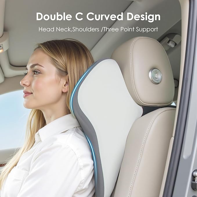 FLORICH Lumbar Support and Car Neck Pillow, Back Support and Headrest Pillow for Car Seat Driver, Memory Foam Back Neck Support Pillow and Car Seat Lumbar Support for Car Office Chair - Grey