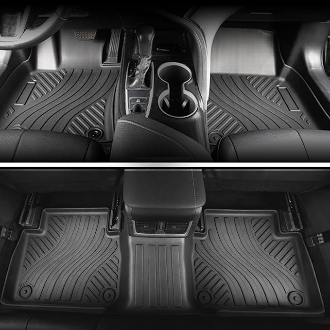 Floor Mats & Cargo Liner for Toyota Camry 2018–2024 (FWD Only), All Weather Protection, Heavy Duty Floor Mats, Waterproof Mats, Custom Fit, Anti-Slip, Easy to Clean, TPE Accessories, Full Set, Black
