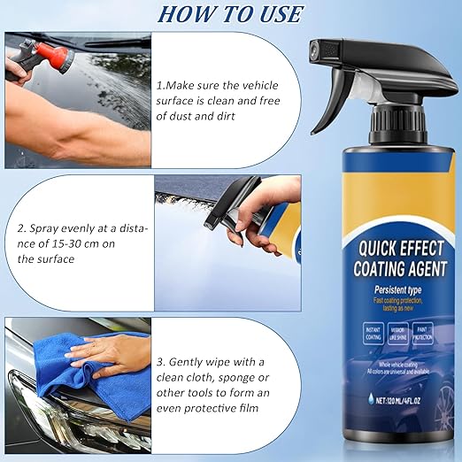 2pcs Car Coating Spray, Quick Effect Coating Agent, 2025 New Quickly Coat Car Wax, Car Scratch Wax Polish Spray Waterless Wash, Easy to Use