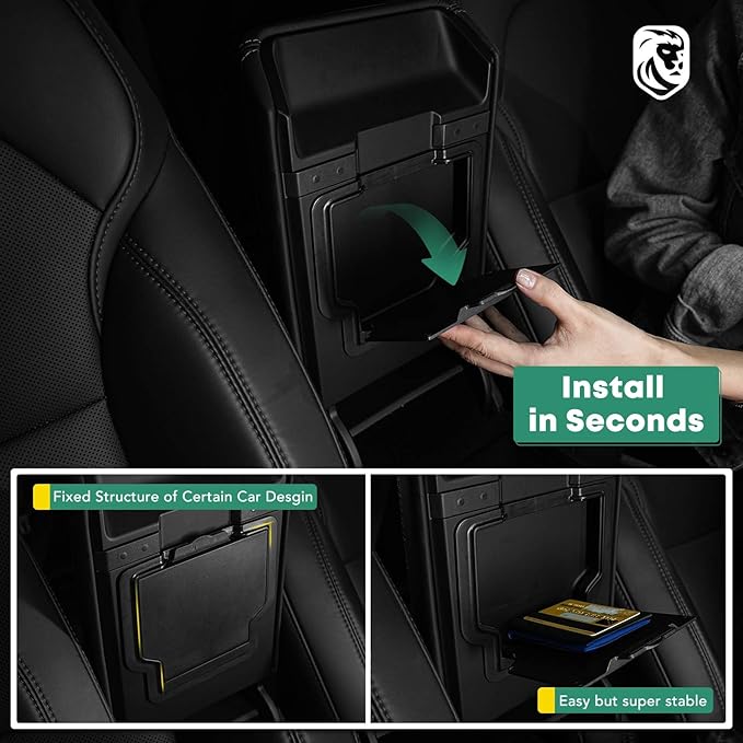 YHTAUTO Armrest Hidden Storage Box Fit 2024 2025 Tesla Model 3 Highland, Center Console Organizer Tray Compartment Storage w/One-Touch Open Refreshed Interior Accessories 1PC