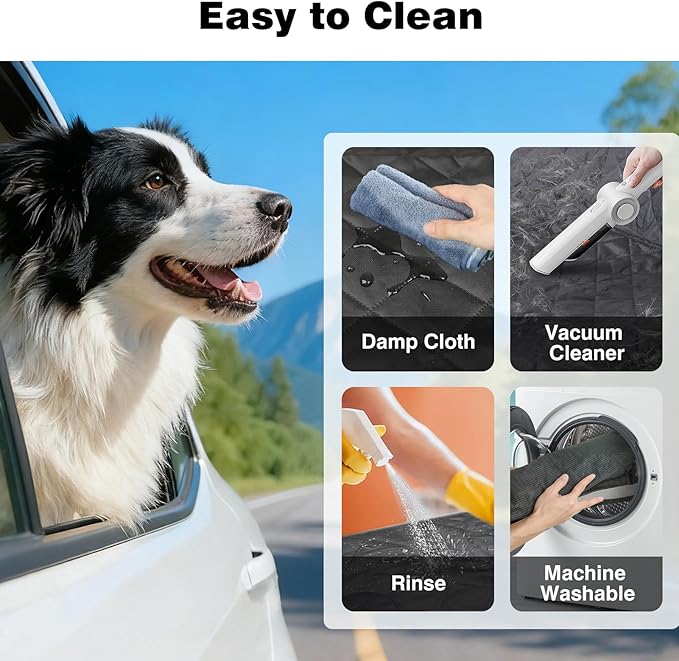 PetJoy Dog Car Seat Cover – 600D Heavy Duty Waterproof & Scratch-Resistant, Non-Slip Rear Seat Protector for Dogs, Fits SUVs, Trucks, Cars