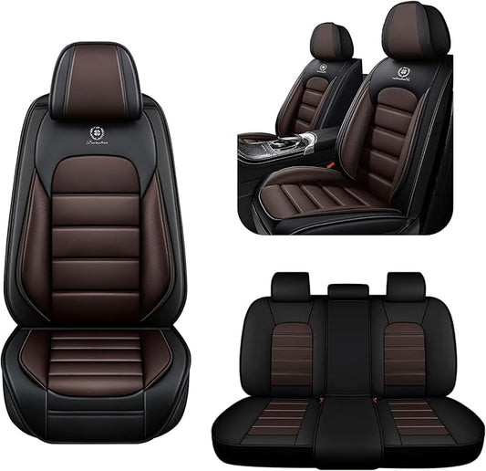 5 Seat Covers for Toyota RAV4 2000-2026 Breathable Car Seat Covers,Anti-Slip Waterproof Car Seat Protectors with Airbag,Automotive Vehicle Cushion with Storage Pockets (Standard,Brown)