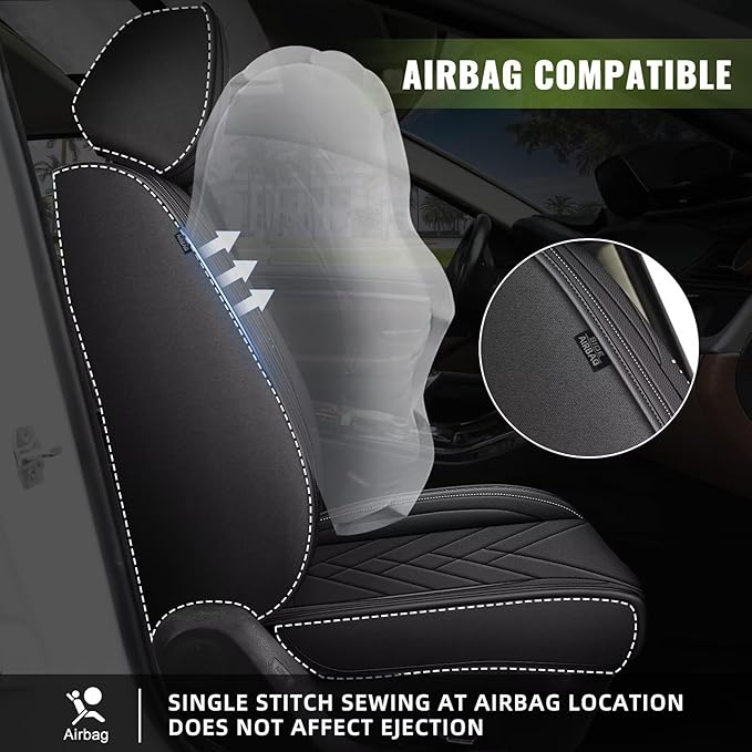 AOMSAZTO Car Seat Covers Fit for Acura TSX 2009-2014: Full Set Premium Seat Covers Waterproof Leather Automotive Seat Cushion Protector Compatible with Airbag(5 Seats, Black)