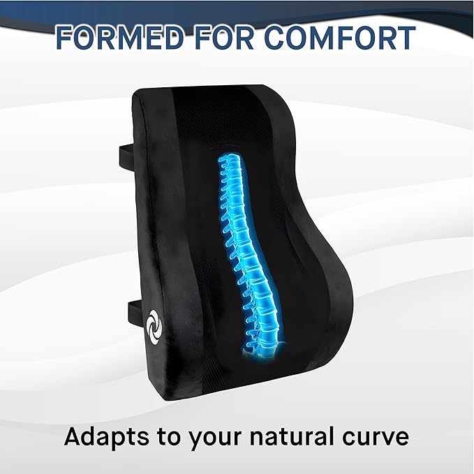 Samsonite Lumbar Support Pillow Mid and Lower Back with Cooling – Office Chair Back Cushion, Gaming Chair, Desk Chair, Car Seat Lumbar, Work from Home Office Accessories, Black with Cooling