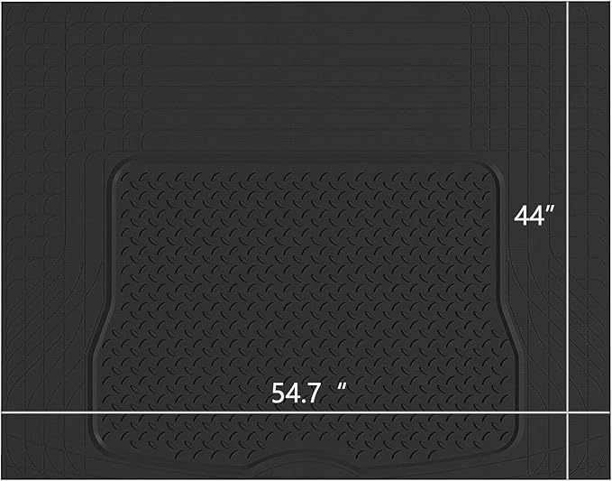 West Coast Auto Heavy Duty Rubber Trunk Cargo Liner Floor Mat, All Weather Trunk Protection, Trimable Rubber Protection to Fit for Car, SUV, Van, Trucks (Large, Black)