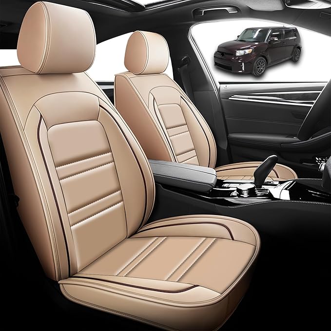 Seat Cover for Scion xb 2004-2015 | Car Seat Covers Front Seats, Waterproof Seat Protectors, Automotive Front Seat Covers (Front Seat, Beige)
