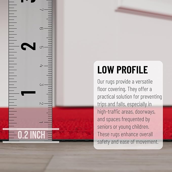 Ottomanson Mud Mat 2' x 3' - 2 Pack Entryway Rug -Non-Slip Scraper Doormat for Muddy Paws, Dirt Trapping Indoor/Outdoor Mat for High-Traffic Areas, Kitchen, Garage, Patio, Red