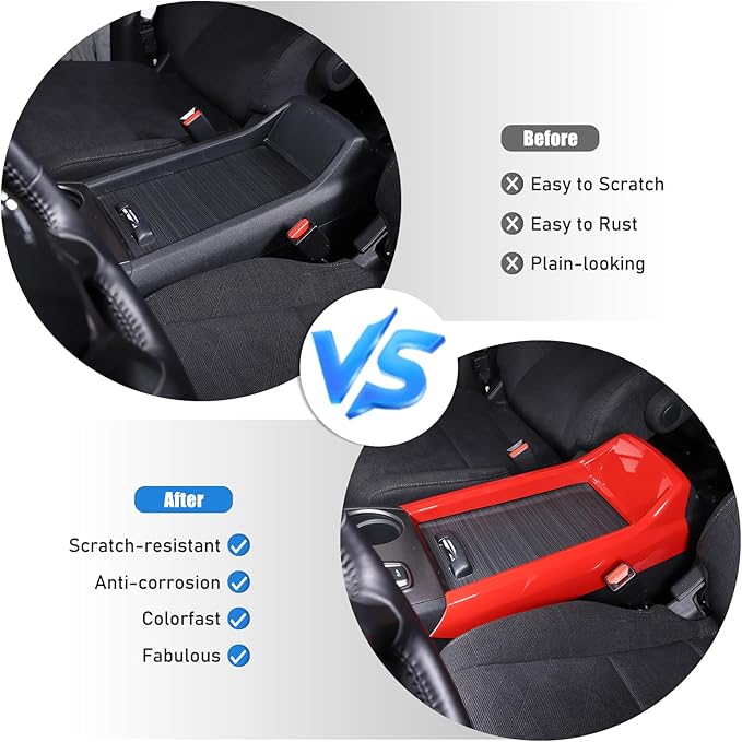 Armrest Box Frame Trim for Honda Pilot 2016-2022/ Ridgeline 2020-2023/ Passport 2019-2023 Accessories, ABS Center Console Armrest Box Frame Protective Cover (Sports Red)