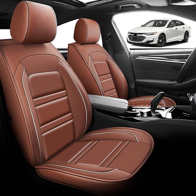 Seat Cover for Chevy Malibu 2004-2025 | Car Seat Covers Front Seats, Waterproof Seat Protectors, Automotive Front Seat Covers (Front Seat, Coffee)