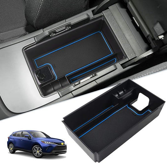 SKTU (Update) Compatible with 2021 2022 2023 2024 Toyota Venza Center Console Organizer 2024 2023 2022 2021 Toyota Venza Accessories ABS Black Materials Tray Armrest Secondary Storage Box (Blue)