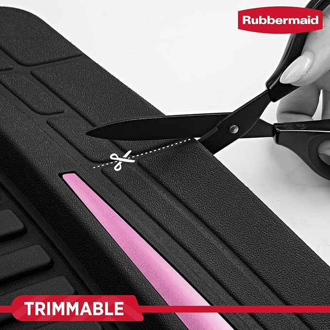 Rubbermaid Car Floor Mats Full Set – Premium All-Weather Car Mat with Brushed Aluminum Inserts, Universal Trim-to-Fit Design, Anti-Slip Backing for Cars, SUVs, Trucks, and Vans