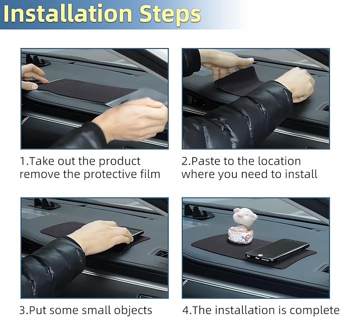 SKYLOTEC Car Dashboard Anti Slip Rubber Pad, Universal Car Non Slip Gel Mat Dash Pad for Cell Phones, Sunglasses, Keys, Electronic Devices