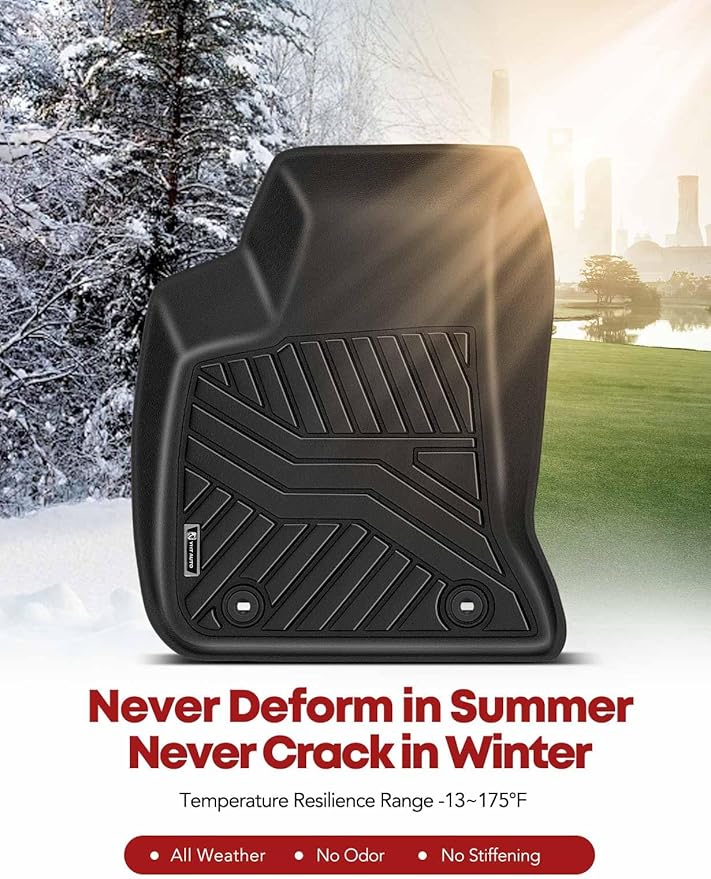 YHTAUTO Floor Mats Compatible with 2011-2023 Chrysler 300, 2011-2023 Dodge Charger RWD, All Weather Custom Fit TPE Floor Liners Front & 2nd Row, Black, Set of 4