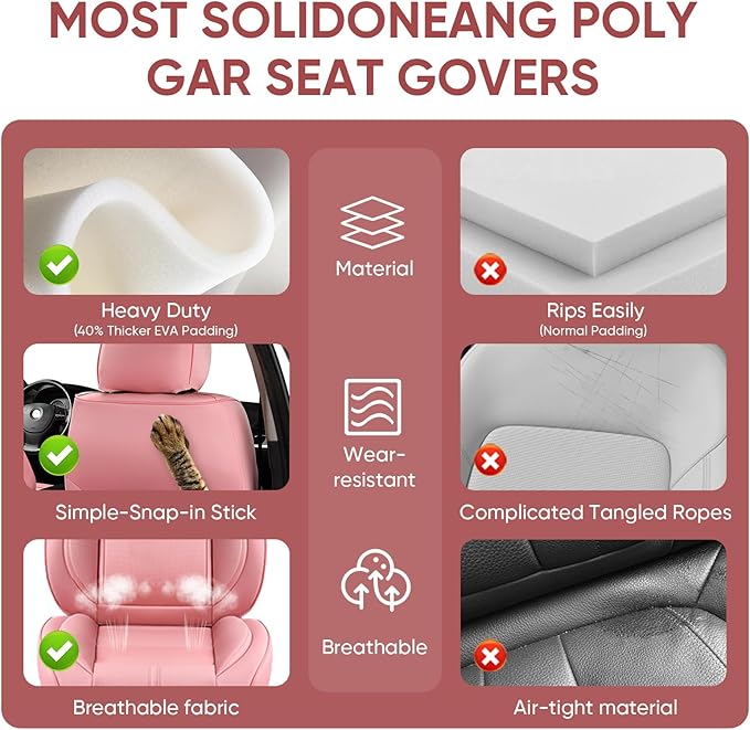 Auto Car Seat Covers Accessories Front Seat Leather Cushion Protector Breathable Waterproof Seat Cover for Cars Universal Fit (Pink, Front Pair)