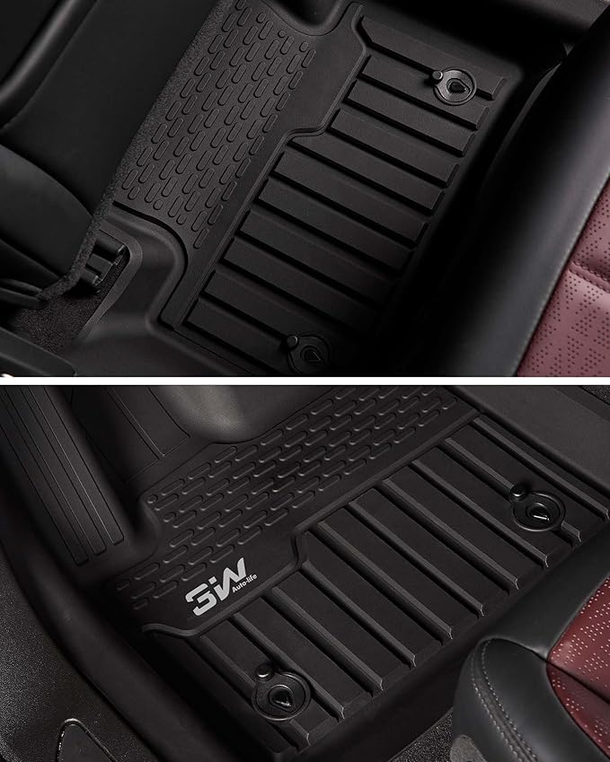 3W Floor Mats Fit for 2024-2025 2026 Chevrolet Chevy Equinox EV (Non Fuel), TPE All Weather Custom Fit for Chevrolet Equinox EV (Non Fuel) Accessories 1st and 2nd Row Full Set Car mats