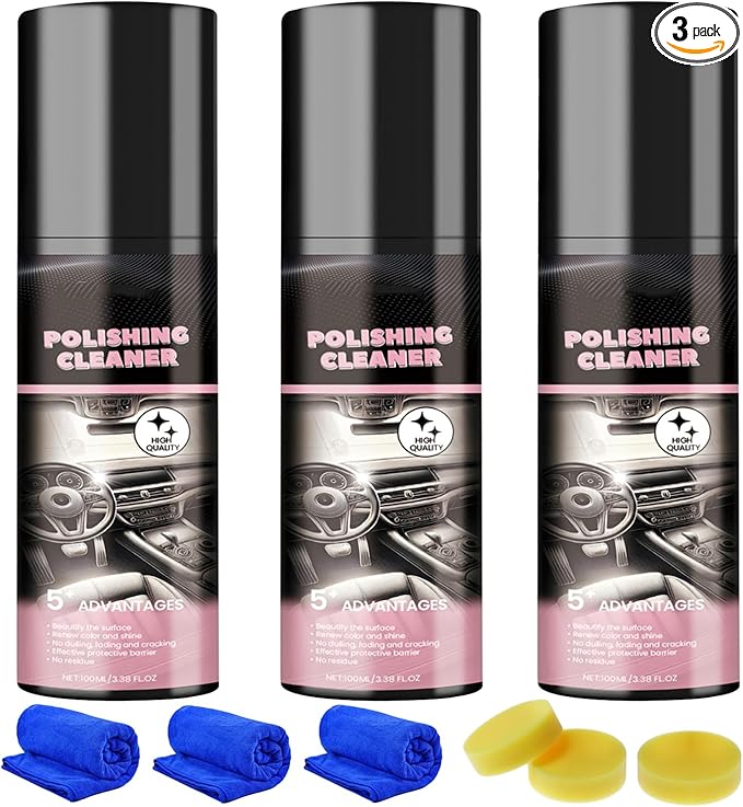 Polishing Cleaner,Car Interior Cleaner, Interior Detail Spray, Cleaning、Decontamination, Interior Multi-Purpose Car Cleaner 100ml(3PCS)