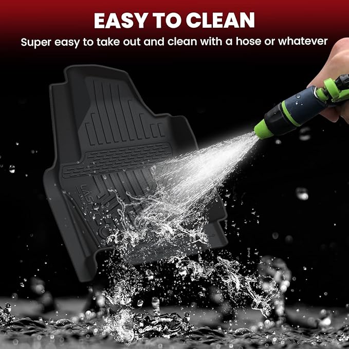 LASFIT Floor Mats for Toyota Tacoma 2024-2026 Double Cab Gasoline (Only Fit Manual) All Weather TPE Floor Liners for Custom Fit Tacoma Front&Rear 2 Row Mats (Not Fit Xtra Cab or Hybrid or Auto Trans)