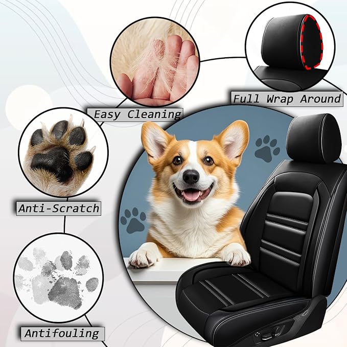 Seat Covers for Dodge Grand Caravan 1999-2020 | 5-Seats Seat Covers, Waterproof Seat Protectors, Automotive Seat Covers (Full Set with Pillow,Black)