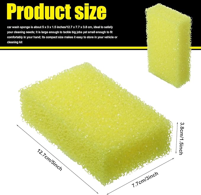 Yaomiao 4 Pcs Bug Scrubber Sponge Car Sponge Bug and Tar Remover Yellow Wash Cleaning Scrubber for Car Detailing