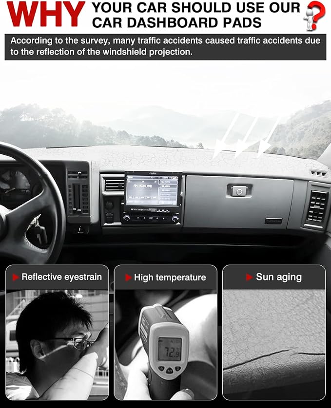 Autorder Dashboard Cover Mat for 1986-1993 Chevy Chevrolet S10 Blazer/GMC S15 Jimmy Sonoma/1991-1994 Oldsmobile Bravada Accessories Dash Cover Flannel Dash Mat Sunshade Glare UV Rays Protector