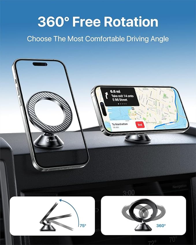 andobil for Magsafe Car Mount [20 Strongest Magnets & Upgraded 3M Adhesive] Dashboard Magnetic Car Phone Holder for iPhone 17 Pro Max 16 15 14 13 12 Cell Phone Holder Car for Samsung Galaxy S25/S24