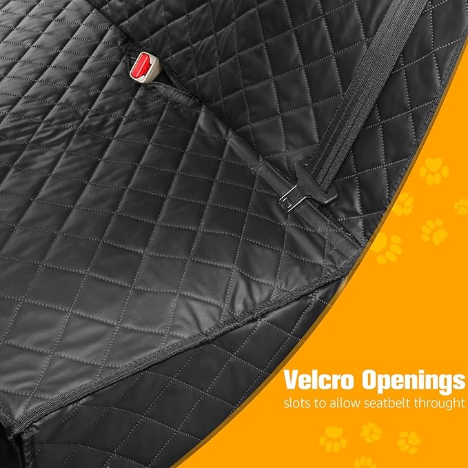 PETICON Dog Car Seat Cover for Back Seat, PU Leather Waterproof Bench Seat Cover, Scratchproof Pet Seat Cover Protector, Non-Slip & Durable Rear Seat Cover for Cars, Trucks and SUVs