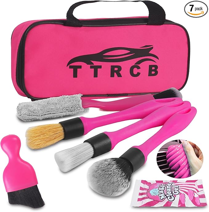 TTRCB Car Detailing Cleaning Kit Interior Cleaner, Car Detailing Brush Set, Pink Car Accessories Essentials for Women, Car Cleaning Gel, Car Cleaning Supplies Tools Stuff for RV, SUV, Interior