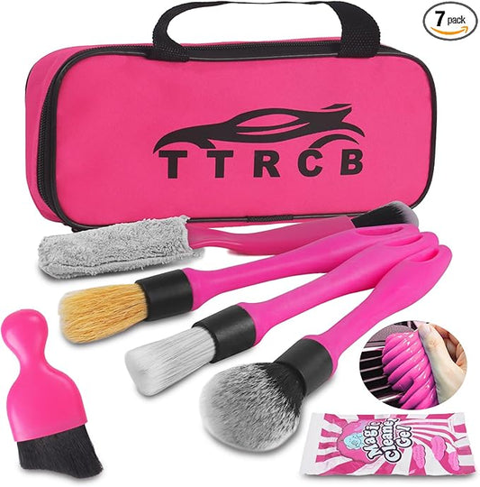 TTRCB Car Detailing Cleaning Kit Interior Cleaner, Car Detailing Brush Set, Pink Car Accessories Essentials for Women, Car Cleaning Gel, Car Cleaning Supplies Tools Stuff for RV, SUV, Interior