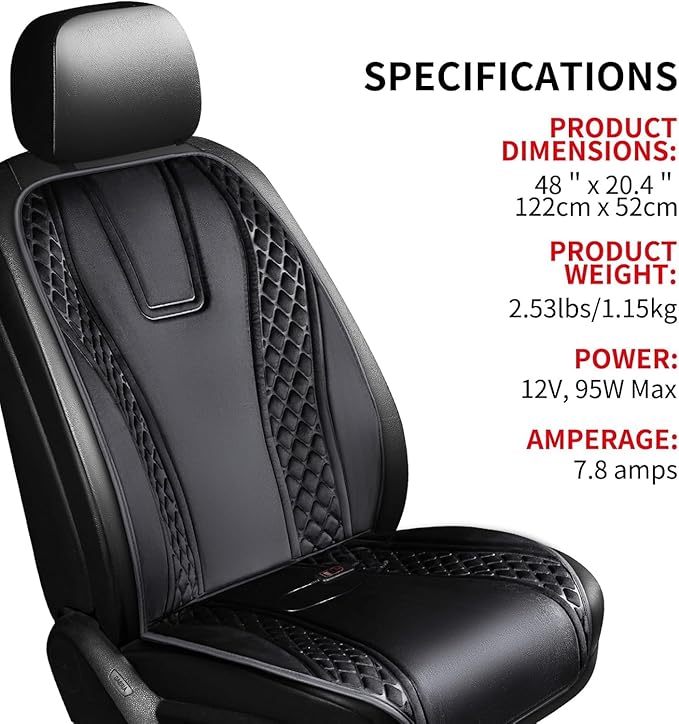 Winter Car Seat Cover Furry Seat Cushion for Car Driver or Passenger Seat Cushion Front Car Seat Covers for Full Back Universal Fit for Car SUV Truck Van, Black