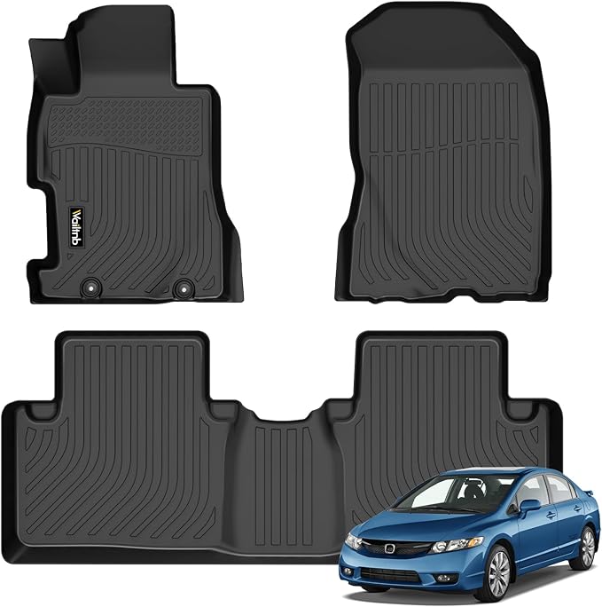 Wailtnb- for Honda Civic 2006-2011 (Only Sedan Model) Floor Mat All Weather Floor Liner Car Mat for Honda Civic Custom Fit Automotive Full Set Accessories