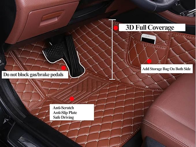 Tesla Model Y 5-Seat 2020-2025 Floor Mats Weatherproof Floor Liner Anti-Slip Design for Ultimate Interior Protection (Black with Beige Stitching)