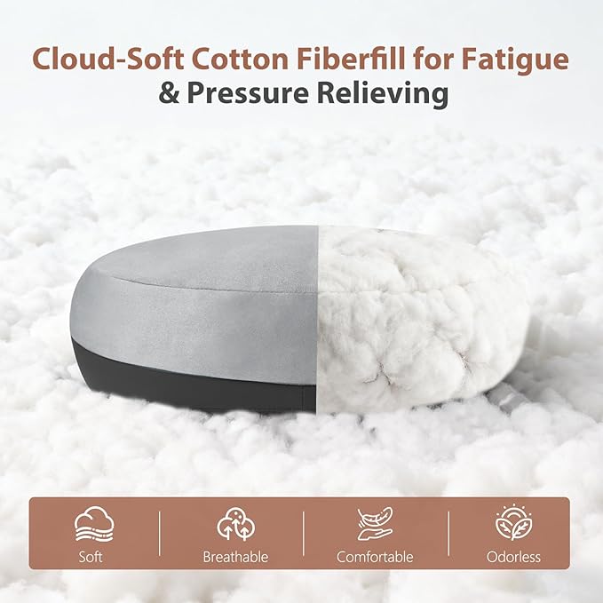 FLORICH Lumbar Support with Headrest Pillow Double-Sided Suede & Leather Car Neck Pillow and Back Cushion Kit Ergonomic Back Rest Pillow Neck Back Pain Relief for Car, Office Chair, Black