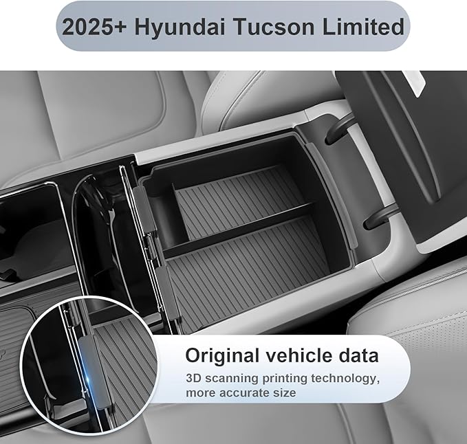 SKTU 2-Pack 2025 2026 Tucson Center Console Organizer for 2025 2026 Hyundai Tucson Limited/Hybrid Console Tray Hyundai Tucson 2025 2026 Accessories with Coin Holder Durable [Double Layers]